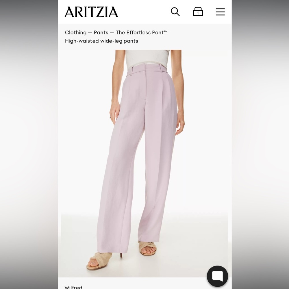 Aritzia cloudy lilac effortless pants